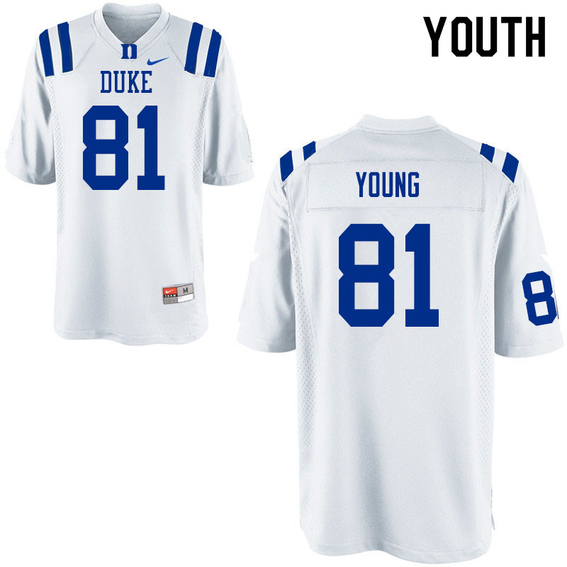 Youth #81 Aaron Young Duke Blue Devils College Football Jerseys Sale-White